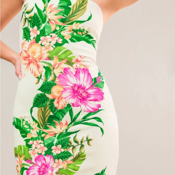 IN MY HAPPY PLACE PONTI MIDI DRESS STRAPLESS - Picture 2 of 5